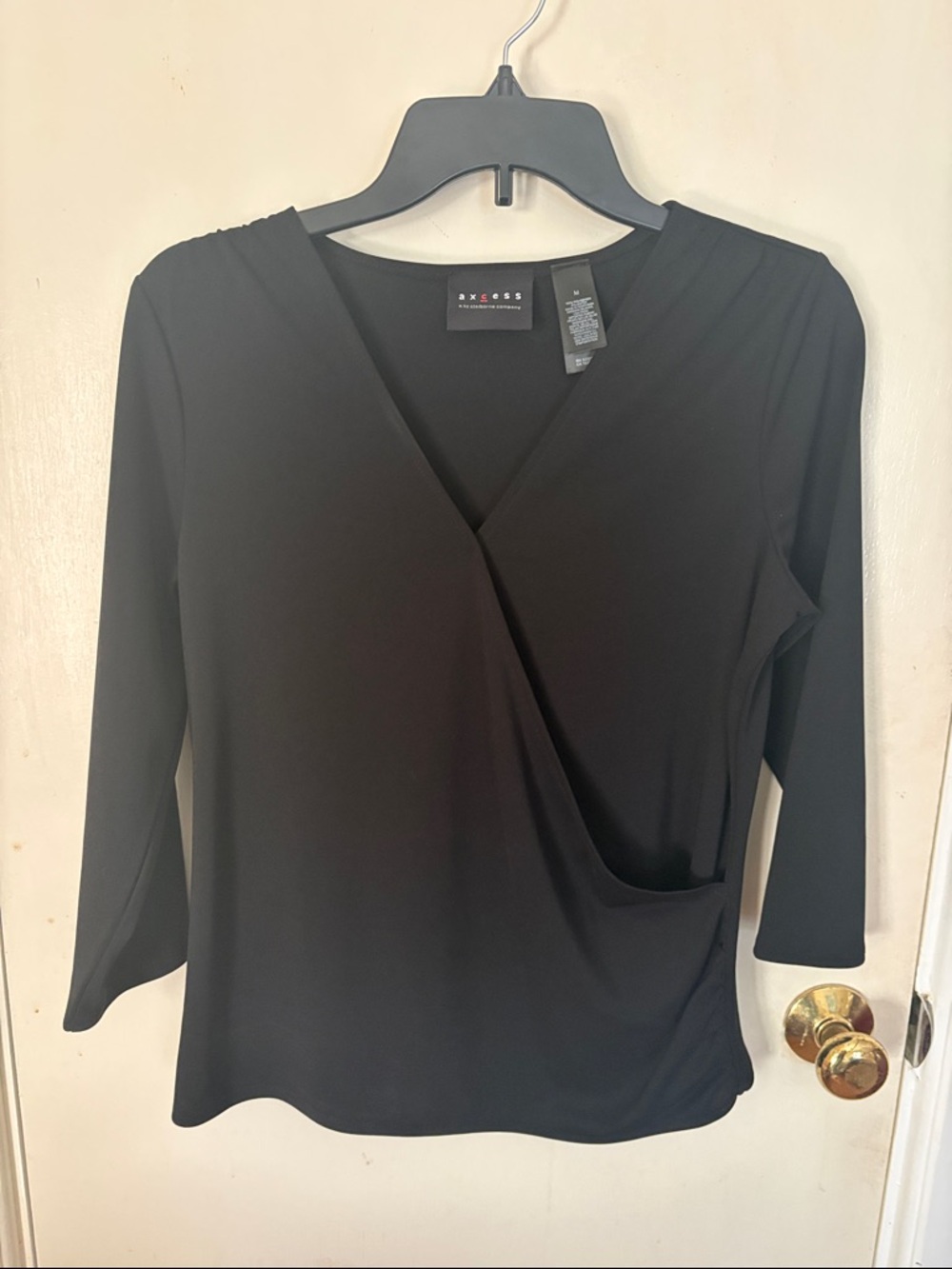 Axcess Black Crossover V-Neck Long Sleeve Top